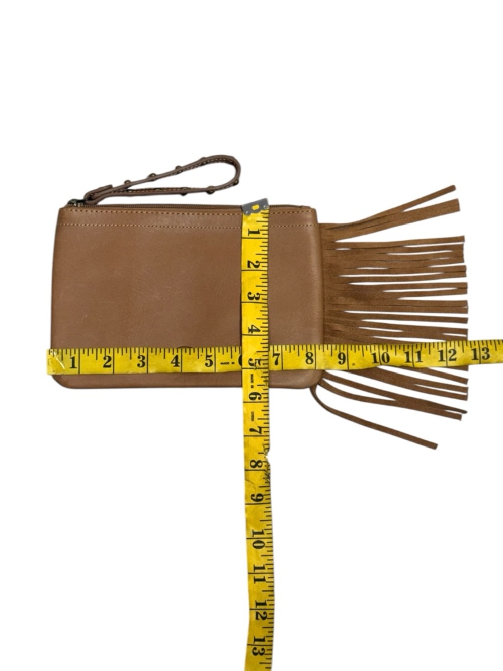 Ariat Tan Leather Fringe Wristlet Western Boho Studded Clutch Bag - Picture 3 of 7